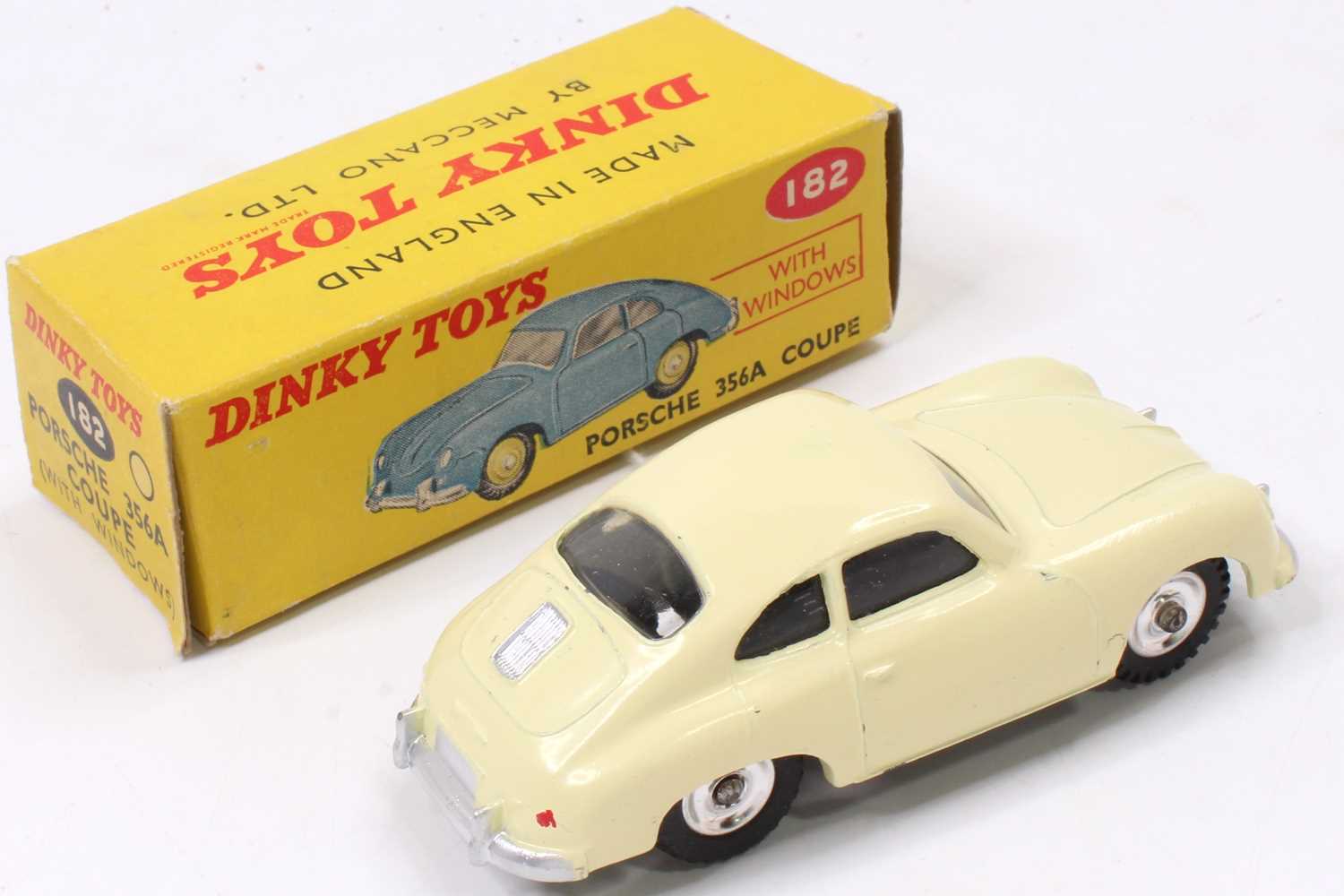 Dinky Toys No.182 Porsche 356A Coupe, comprising cream body with spun hubs, housed in the original - Image 2 of 2