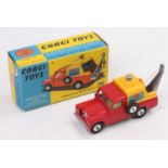 Corgi Toys No. 477 Land Rover breakdown truck in red with a yellow canopy and 'Breakdown Service'