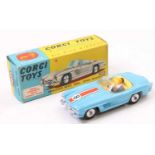 Corgi Toys No. 303S Mercedes Benz 300SL open roadster with blue body, yellow interior, red racing