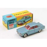 Corgi Toys No. 252 Rover 2000 comprising of metallic blue body with red interior and spun hubs,