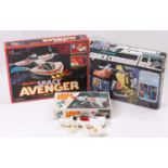 3 boxed vintage space toys to include, MB Games Star Bird Space Avenger electronic spacecraft,