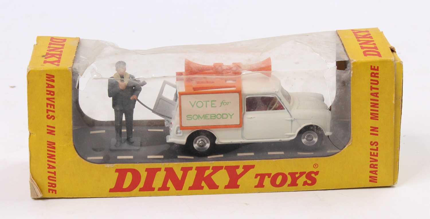 Dinky Toys No.492 Election Mini "Vote for Somebody", white body, red interior, chrome spun hubs,