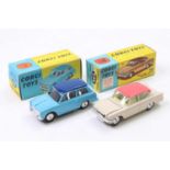 Corgi Toys, 2 boxed examples comprising No. No. 216 Austin A40 saloon, blue body with dark blue roof