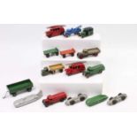 One tray containing 15 play worn Dinky Toys to include, 25D Petrol Tank Wagon, No. 36G Taxi, No. 23S