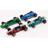 4 Mattel Hot Wheels "Redlines" issues comprising a Lotus Turbine in emerald, a Shelby Turbine in