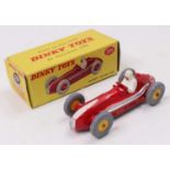 Dinky Toys No.231 Maserati Racing Car, comprising red blue with yellow plastic hubs and white