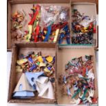 A collection of Timpo Toys plastic figures including Cowboys, Mexicans, and native American