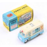 Corgi Toys No. 428 Smiths ice cream van "Mister Sofftee" livery, comprising cream and blue body with