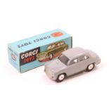 Corgi Toys No. 202 Morris Cowley Saloon comprising a grey body with spun hubs, sold in its