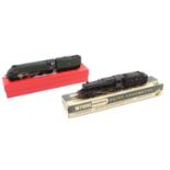 Two locos and tenders: Wrenn 2-8-0 8F LMS black renumbered 8026 LMS, parts repainted matt black,