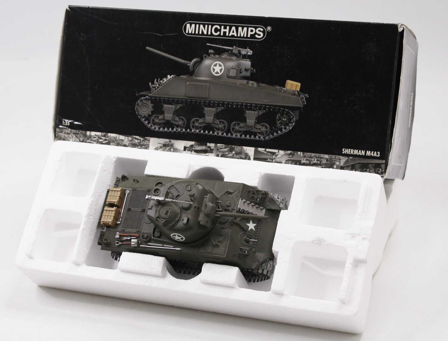 Minichamps model No. 350040000 1/35 scale model of a Sherman M4A3 tank housed in the original