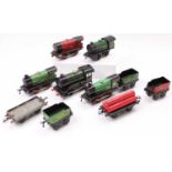 Small tray containing Hornby 0 gauge locos: 1954-61 Type 51 BR passenger livery lined green 50153 (