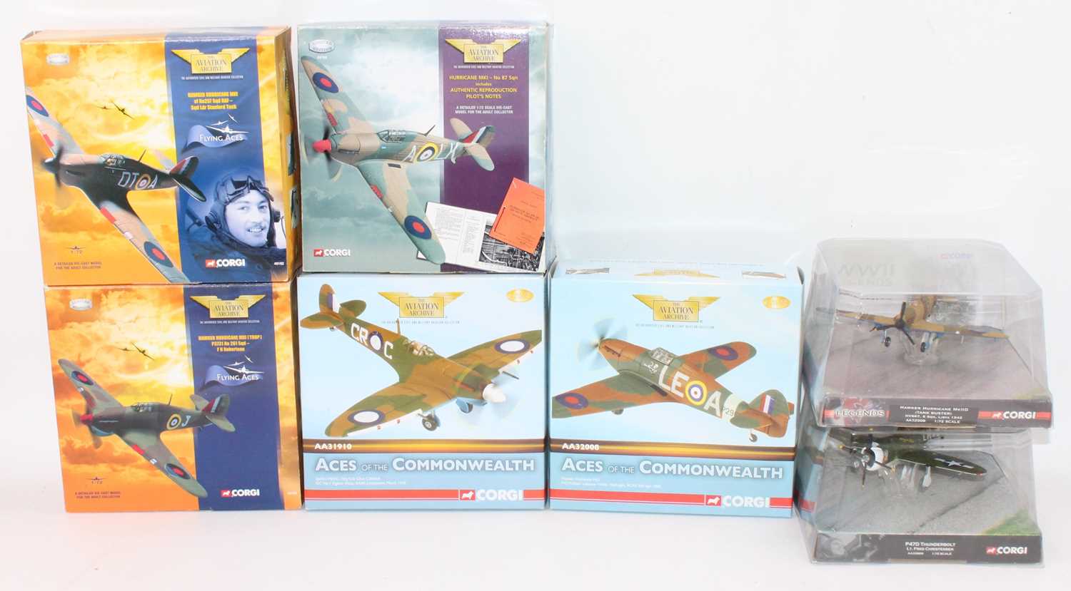 Corgi Aviation Archive 1/72nd scale boxed aircraft group, 7 examples all in the original