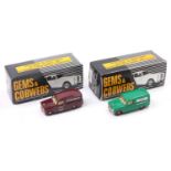 A Gems & Cobwebs 1/43 scale white metal Austin A60 delivery van group, two boxed examples to include