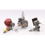 3 various part complete petrol 2 stroke model aircraft engines, mixed manufacturers to include