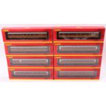 A Hornby 00 gauge LNER teak boxed coach group, eight examples, all in original packaging, to include