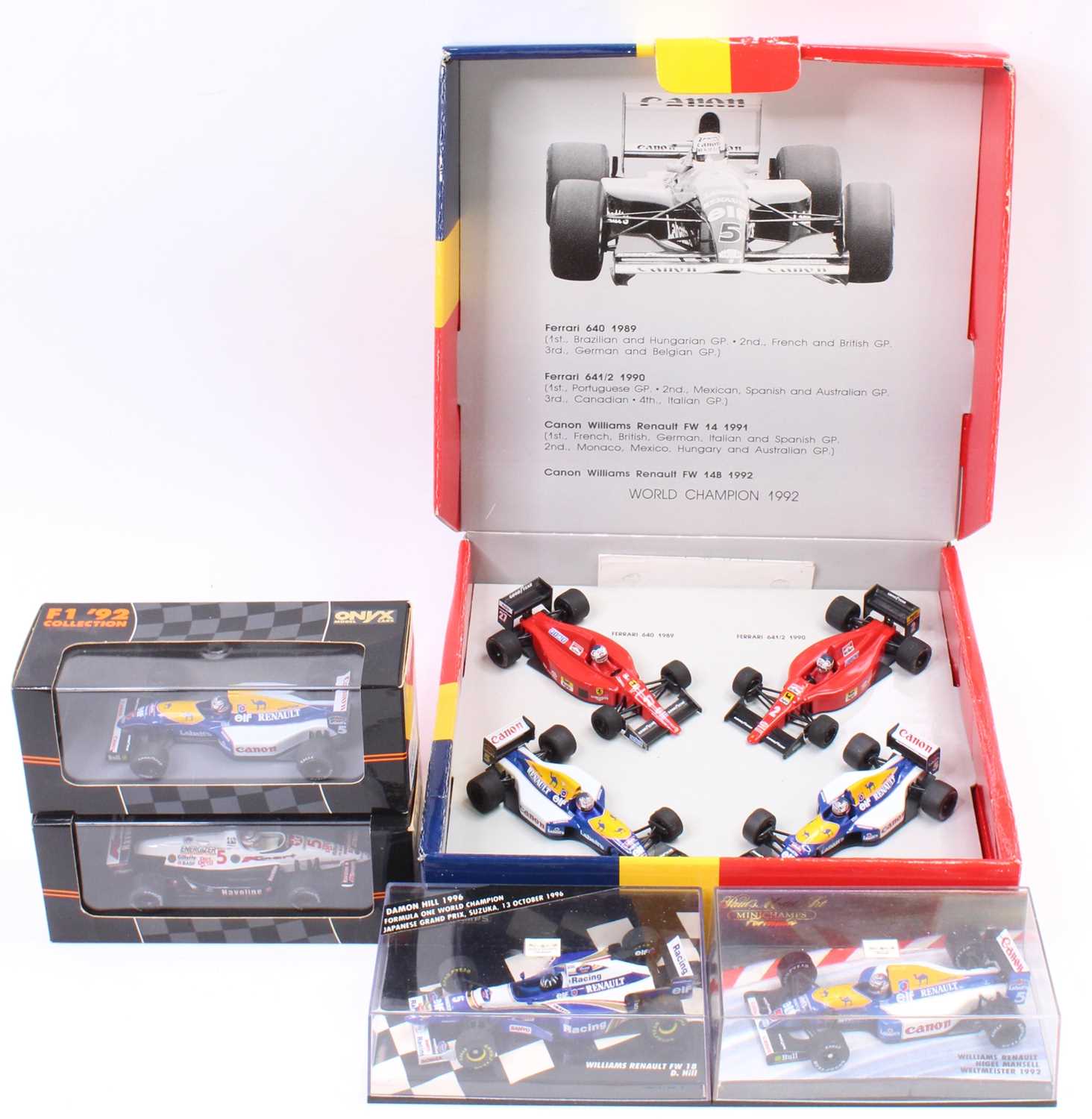 A small collection of Formula 1 and Indy cars mostly of Nigel Mansell to include, Minichamps