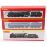 A Hornby 00 gauge boxed locomotive and tender group, three examples to include a No. R2231 Duchess