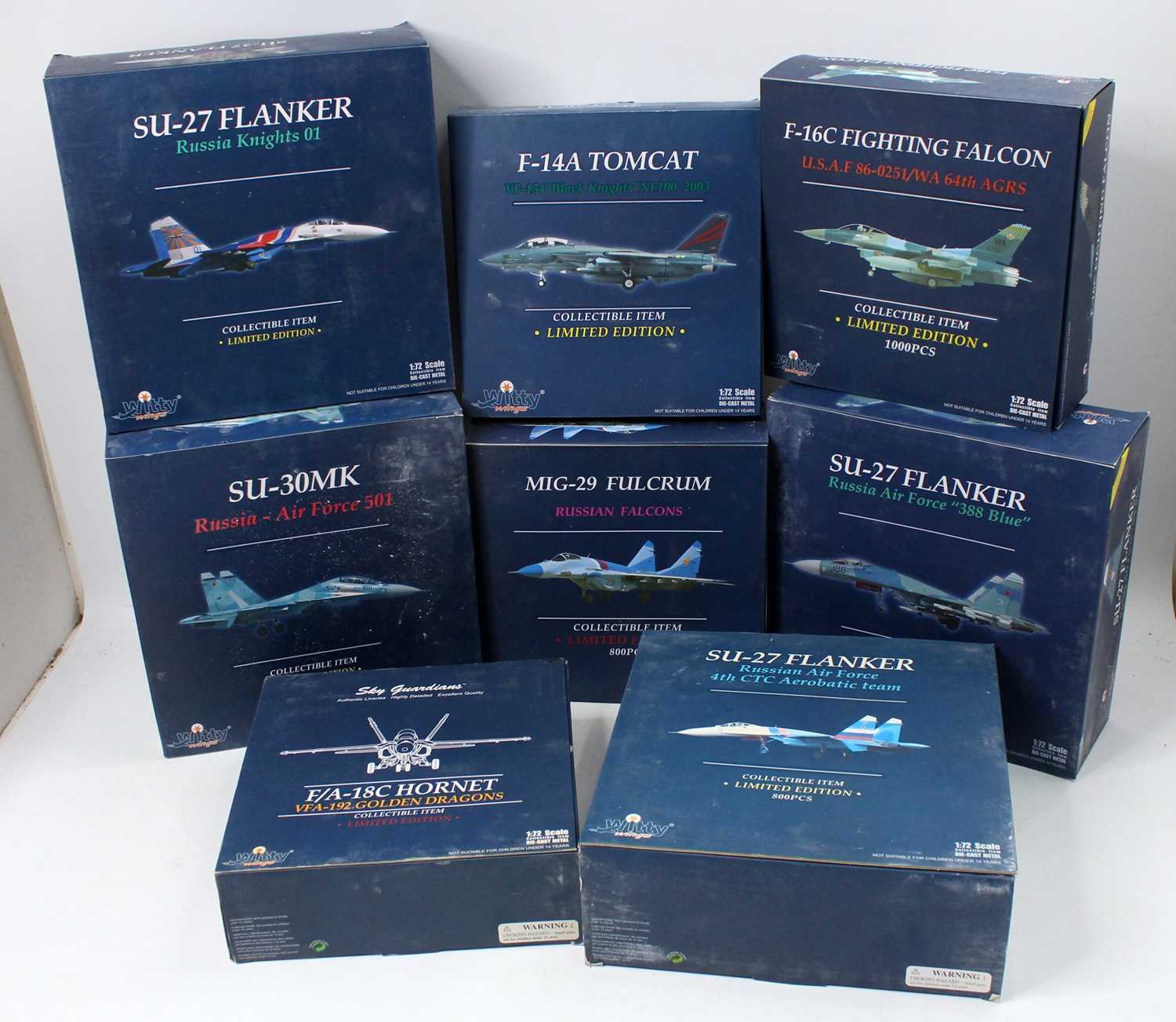 Witty Wings 1/72nd scale boxed aircraft group, 8 examples all in original boxes, boxes require a