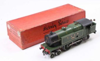 1936-41 Hornby No.2 Special tank clockwork loco 4-4-2 LNER 1784 darker green. Two driving wheels are