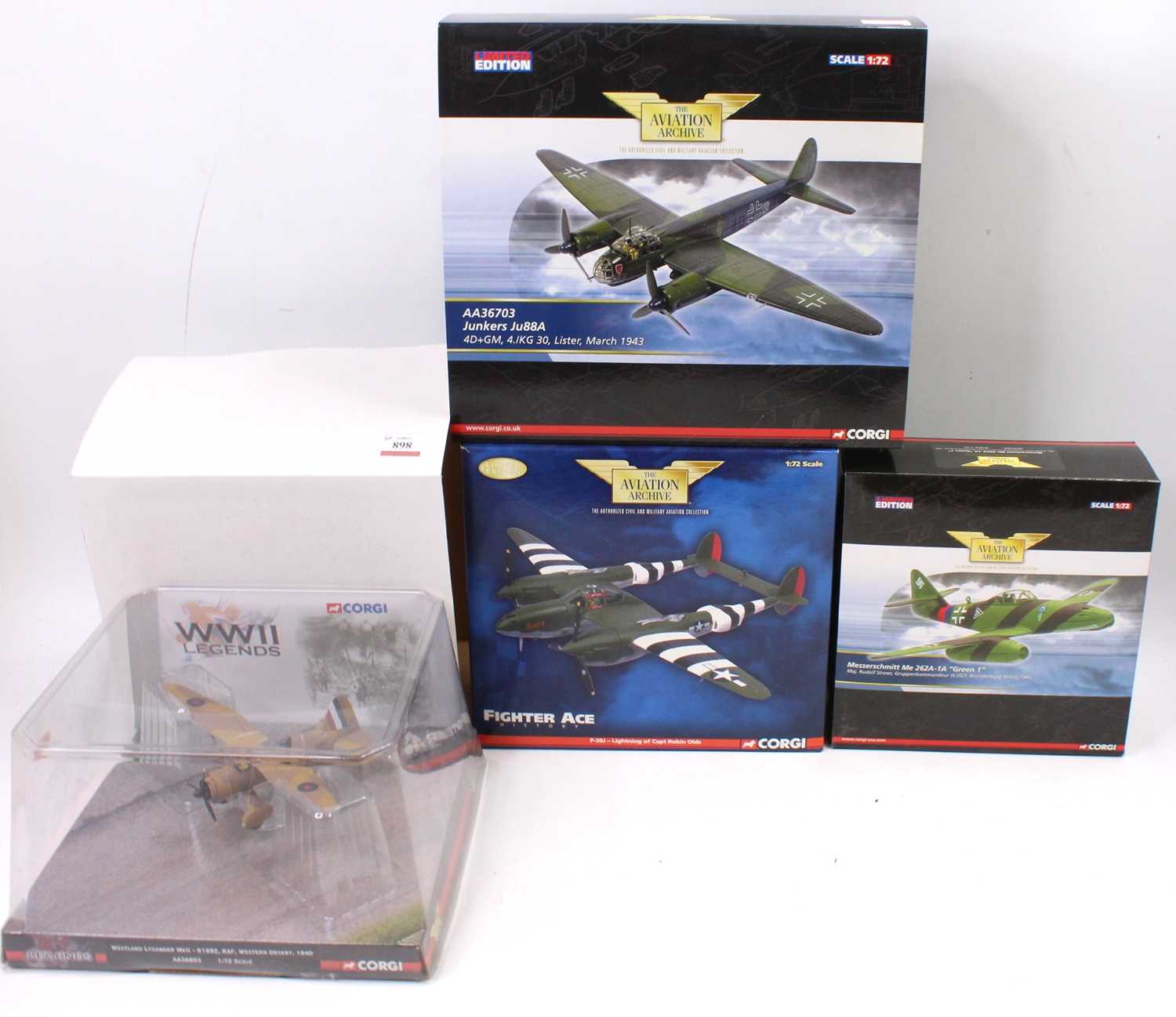 Corgi Aviation Archive 1/72nd scale boxed aircraft group, 4 examples, all appear as issued to