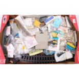 Large tray 00 gauge lineside accessories, kits, many in original, sealed packets, - a huge