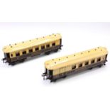 Two No. 2, 1928-30 Special Pullman coaches, brown & cream, cream roofs: Iolanthe, small couplings;