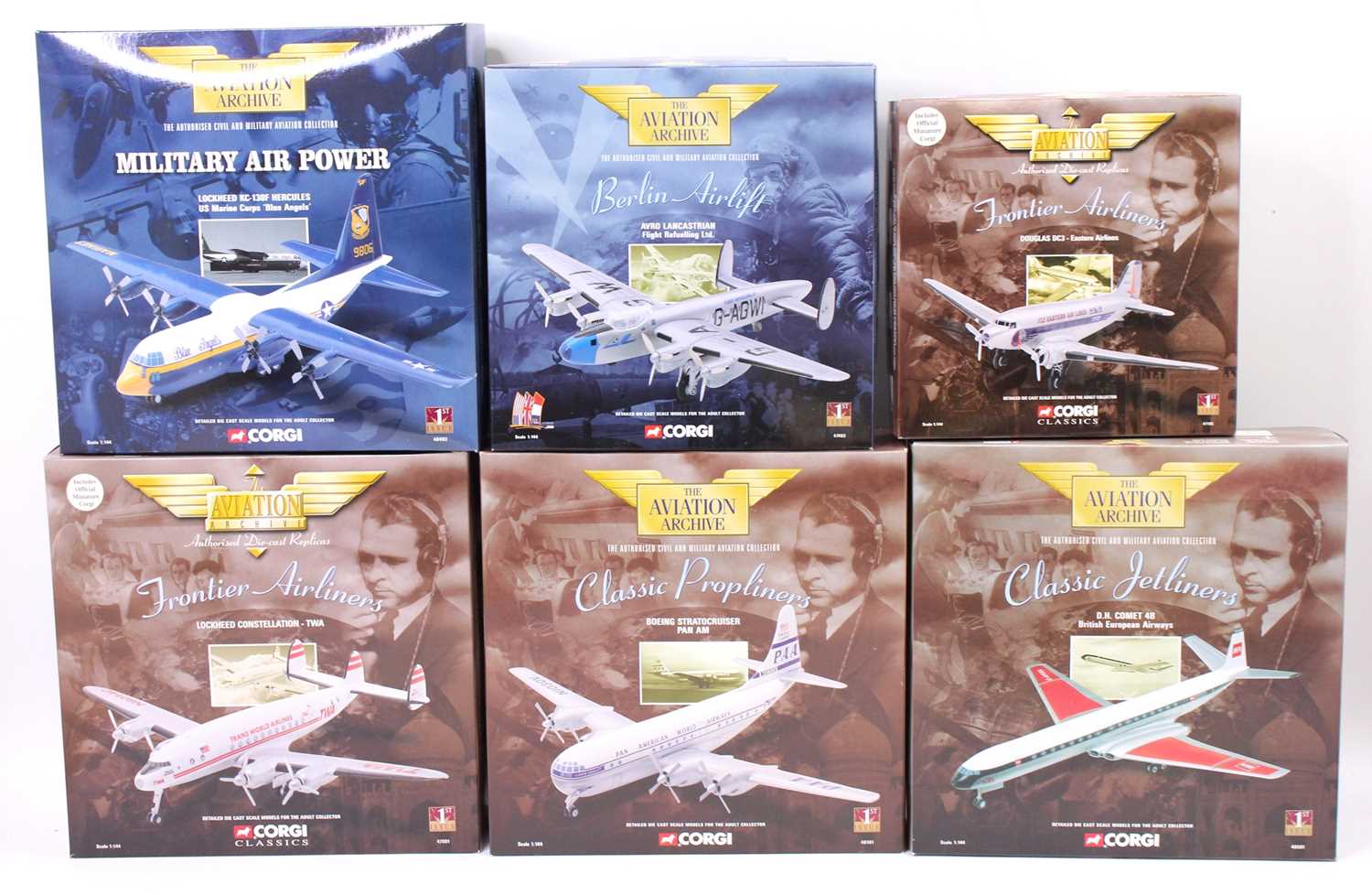 Corgi Aviation Archive 1:144 scale boxed aircraft group, 6 examples all in the original packaging,