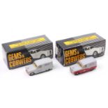 A Gems & Cobwebs 1/43 scale white metal Austin A60 delivery van group, two examples to include No.