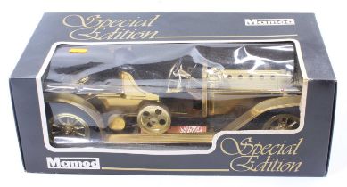 Mamod Special Edition SA1B Steam Roadster, brass example housed in the original window box, un-
