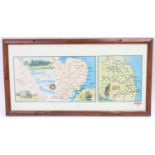 A Great Eastern Railway reproduction route diagram in wooden carriage print frame to measure 21"