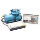 A Sagola 220/240v air compressor, complete with two boxed Clark Air airbrush sets, untested