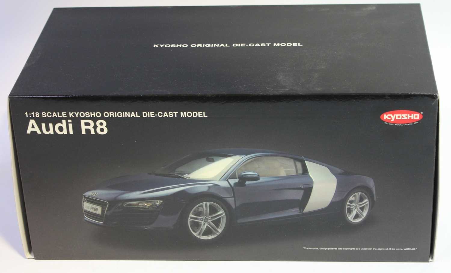 Kyosho No.09213W 1/18th scale boxed model of a Audi R8, finished in blue, as issued in the - Image 2 of 2