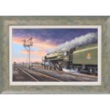 Original oil painting on canvas by Barry Price of a BR Britannia Class 4-6-2 70023 Venus heading