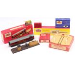 Various Hornby-Dublo items: 5030 Island Platform kit (M-BM); 2400 TPO Mail Van set 2-rail with