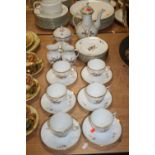 A Royal Copenhagen Brown Rose pattern porcelain tea service