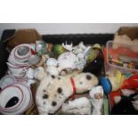 A box of miscellaneous items, to include crested wares, cufflinks, dolls house miniatures etc
