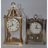 A 20th century Imhof brass cased mantel clock, h.25cm; together with one other similar (2)