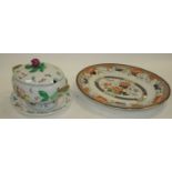 A Franklin Mint porcelain soupiere; together with a Victorian floral decorated meat dish (2)