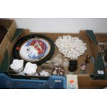 A box of miscellaneous items, to include a pair of Crown Staffordshire porcelain vases, Victorian