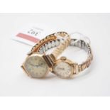 A lady's MuDu 18ct gold cased manual wind wristwatch, case dia.16mm, on replacement expanding link