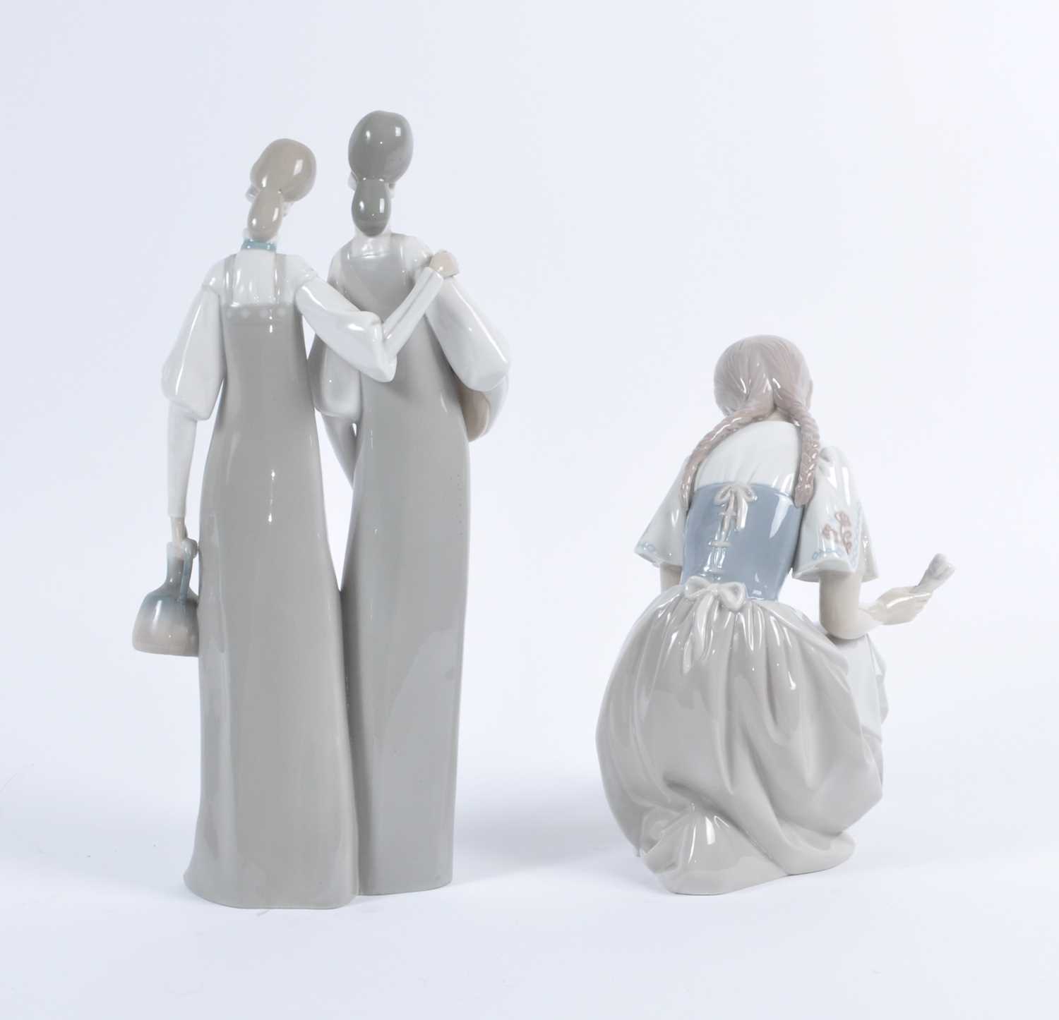 A Lladro porcelain figure group of two women, h.35cm; together with a Lladro porcelain figure of a - Image 2 of 6