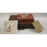 A mahogany artists box and accessories to include Windsor & Newtons set No. 1