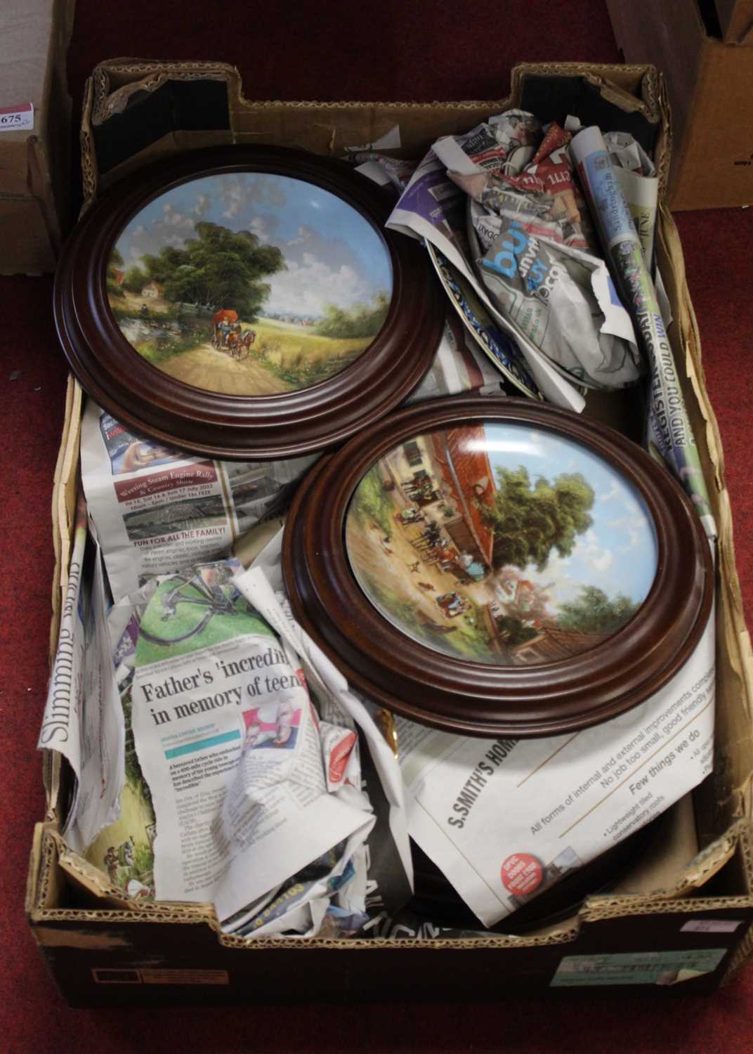Two boxes of miscellaneous items to include collectors' plates, treen bowls etc - Image 2 of 2