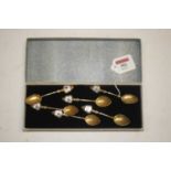 A set of six sterling silver teaspoons, enamel decorated with fish, 1.9oz