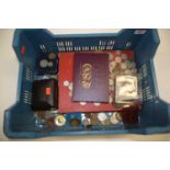 A box of 20th century coins and medallions, to include a 1970 proof year set a 1909 Lancaster