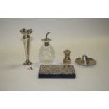 Various items, to include a silver clad address book, silver posy vase etc