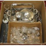 A box of glassware and silver plated wares
