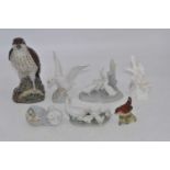 A collection of various porcelain models of birds, to include Lladro and Crown Staffordshire, the