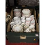 A box of miscellaneous china to include St Louis bone china part tea service, etc